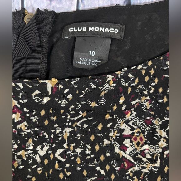 Club Monaco Abstract Swiss Dot Back Zipper Silk Parisian Party Mini Dress 10 - Picture 7 of 12